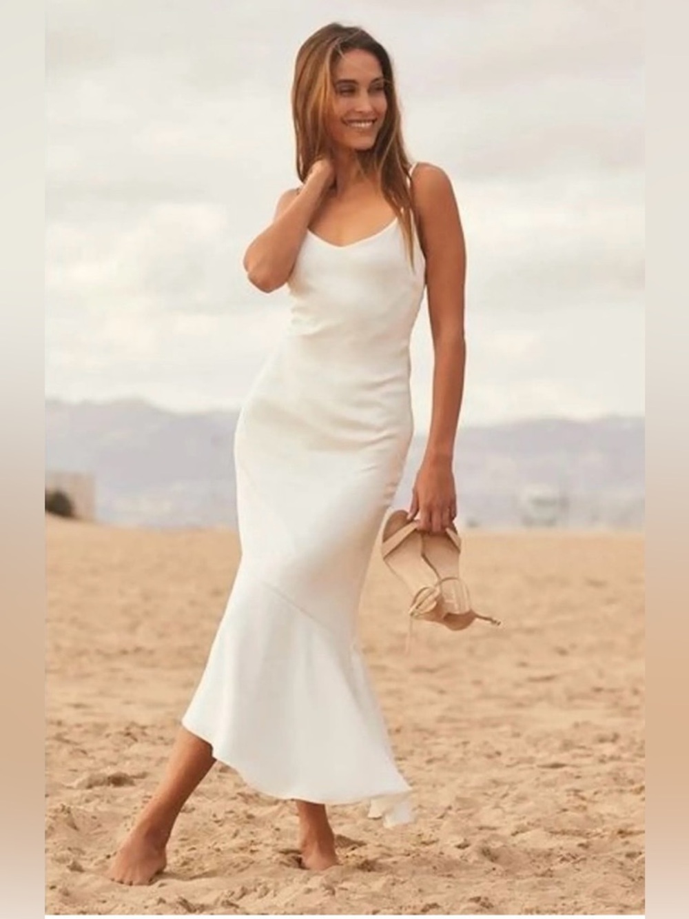 Lulu's Ivory white  ruffle slip Dress